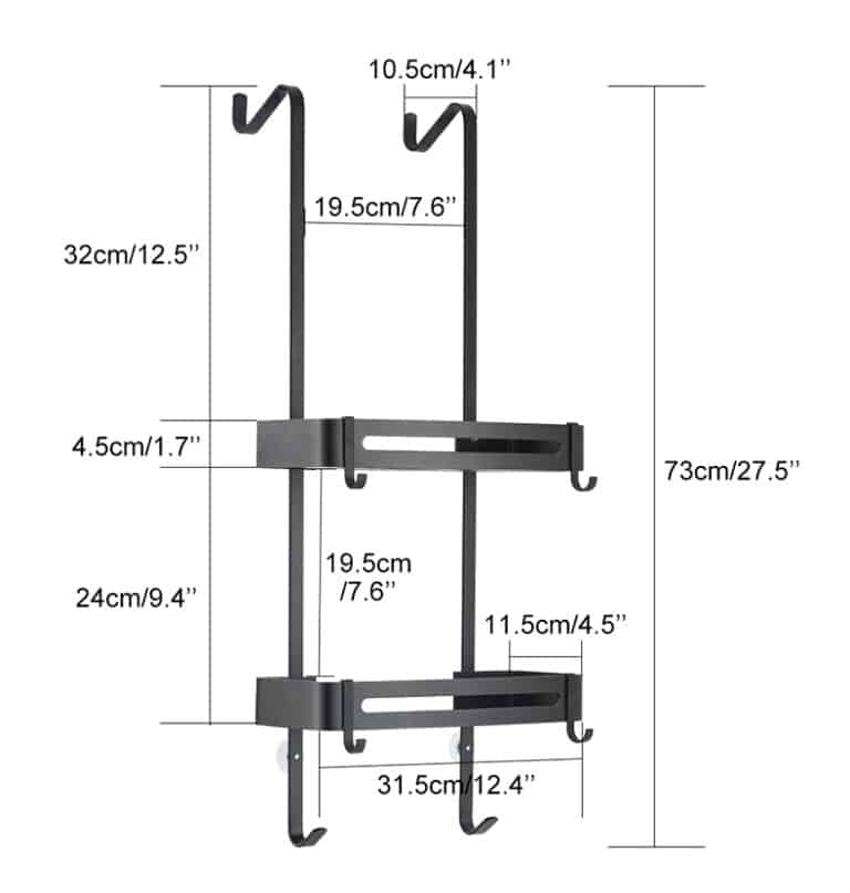 Étagères de bain suspendues noires, organisateur de salle de bain, porte-shampoing sans clous, étagère de rangement, porte-panier de salle de bain EL5018 13