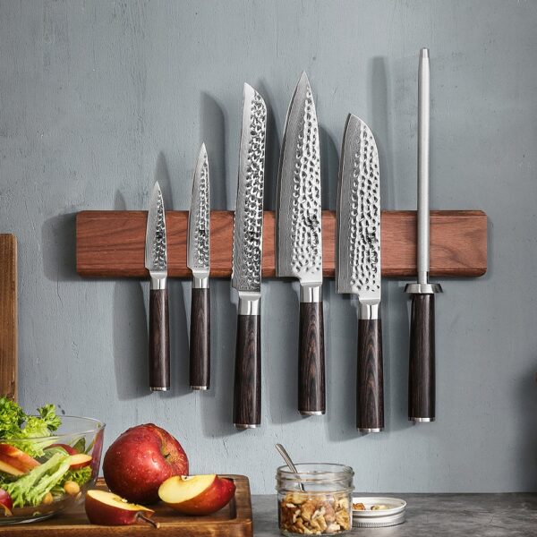XINZUO porte-couteau magnétique en bois massif 40cm, Double rangée forte Force magnétique sans clous/poinçonnage accessoires de cuisine 3