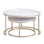 Table d'Appoint Ronde 2 en 1 en Marbre Nordique pour la Maison, Table d'Appoint, Bureau, Canapé, Salon, Luxe, 60cm, 80cm, 2 Pièces 3