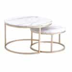 Table d'Appoint Ronde 2 en 1 en Marbre Nordique pour la Maison, Table d'Appoint, Bureau, Canapé, Salon, Luxe, 60cm, 80cm, 2 Pièces 2