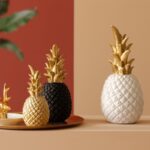 Nordic Light-Ananas en céramique doré, décoration créative pour la maison, salon, porche, modèle de luxe, cadeau de mariage doux 4