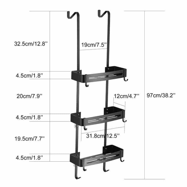 Étagères de bain suspendues noires, organisateur de salle de bain, porte-shampoing sans clous, étagère de rangement, porte-panier de salle de bain EL5018 14