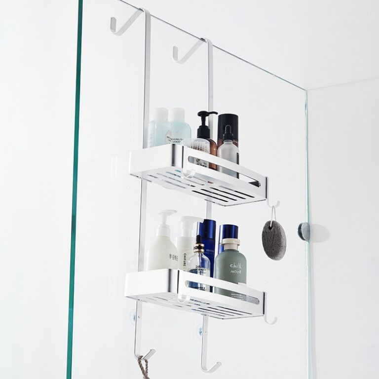 Étagères de bain suspendues noires, organisateur de salle de bain, porte-shampoing sans clous, étagère de rangement, porte-panier de salle de bain EL5018 5